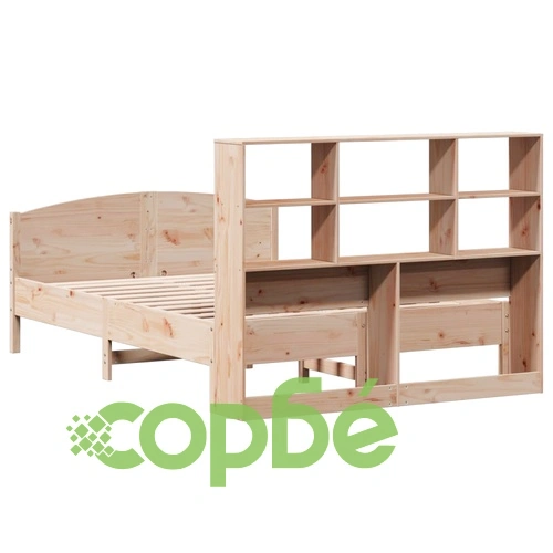 Легло от масивен бор с етажерка за книги, 140x200 см, без матрак ➤ топ цена ➤ sorbe.bg