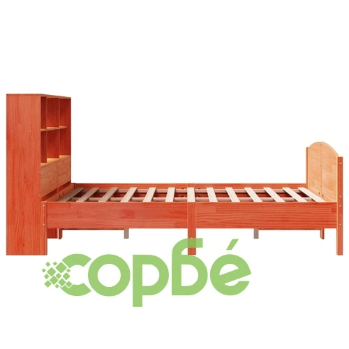 Легло от масивен бор с етажерка за книги, 135x190 см, без матрак ➤ топ цена ➤ sorbe.bg