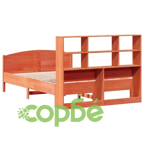 Легло от масивен бор с етажерка за книги, 135x190 см, без матрак ➤ топ цена ➤ sorbe.bg