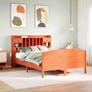 Легло от масивен бор с етажерка за книги, 160x200 см, без матрак