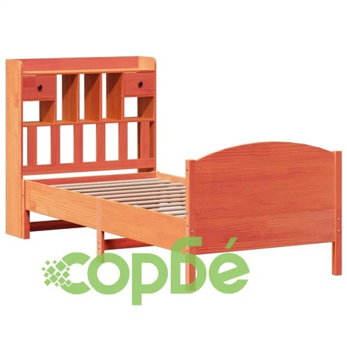 Легло с етажерка за книги от масив бор, 90x190 см, восъчнокафяво ➤ топ цена ➤ sorbe.bg