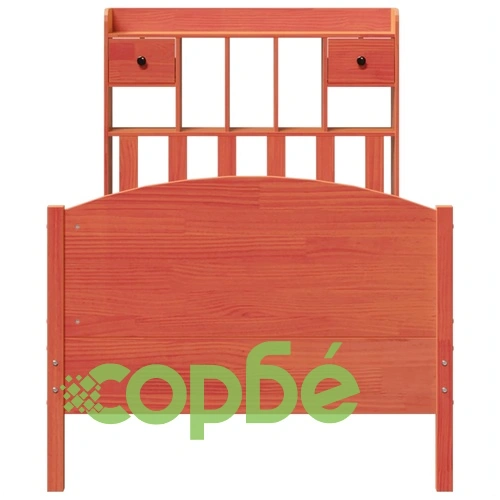 Легло с етажерка за книги от масив бор, 90x190 см, восъчнокафяво ➤ топ цена ➤ sorbe.bg