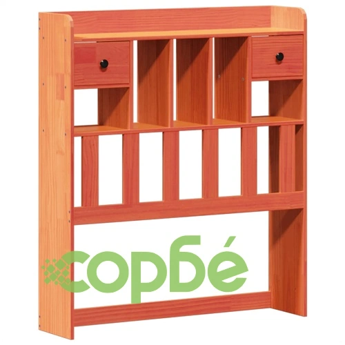 Легло с етажерка за книги от масив бор, 90x190 см, восъчнокафяво ➤ топ цена ➤ sorbe.bg