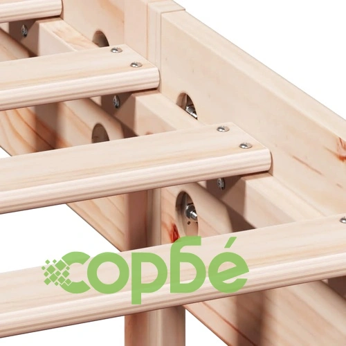 Легло с етажерка за книги от масивна борова дървесина, 140x190 см, без матрак ➤ топ цена ➤ sorbe.bg