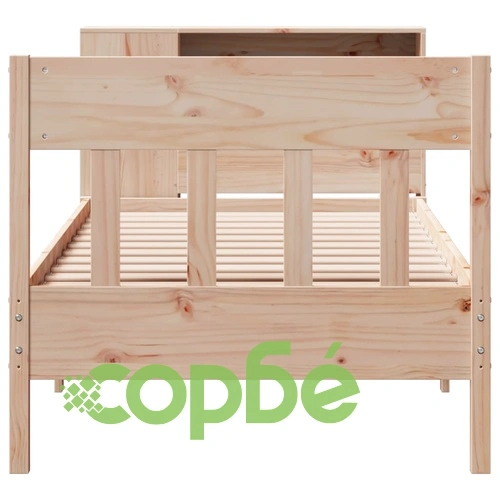 Легло от масивна борова дървесина с рафтове за книги, 90x200 см, без матрак ➤ топ цена ➤ sorbe.bg