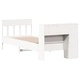 Легло с етажерка за книги от масив бор, 90x200 см, бяло, без матрак