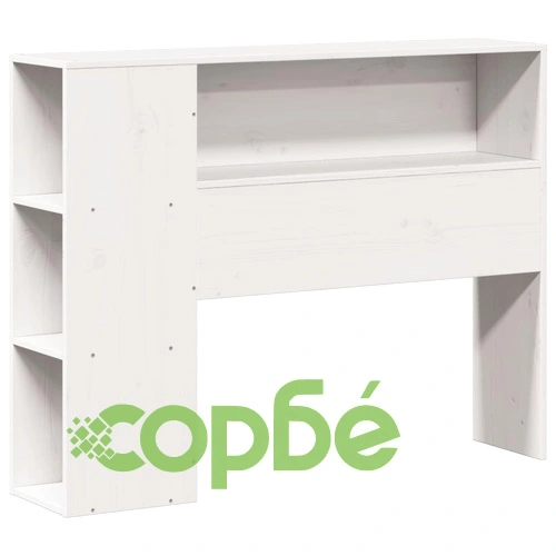 Легло с етажерка за книги от масив бор, 90x200 см, бяло, без матрак ➤ топ цена ➤ sorbe.bg