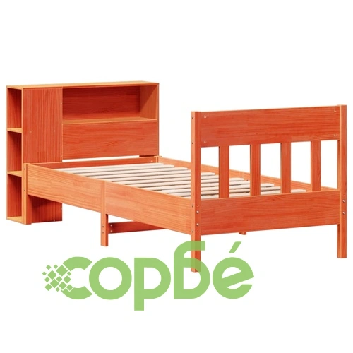 Легло от масив бор с рафтове за книги, 90x190 см, кафяво, без матрак ➤ топ цена ➤ sorbe.bg