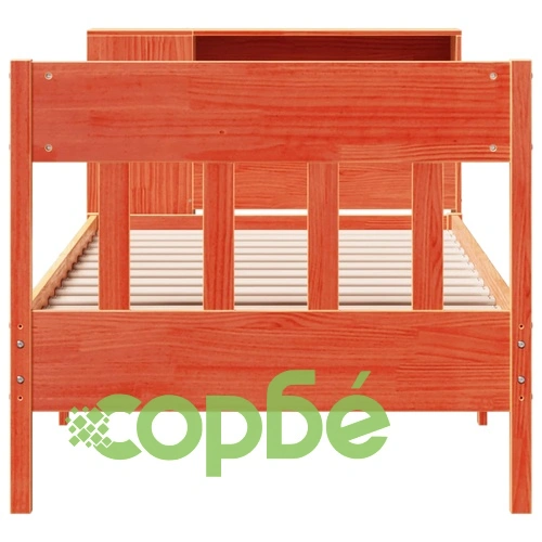 Легло от масив бор с рафтове за книги, 90x190 см, кафяво, без матрак ➤ топ цена ➤ sorbe.bg