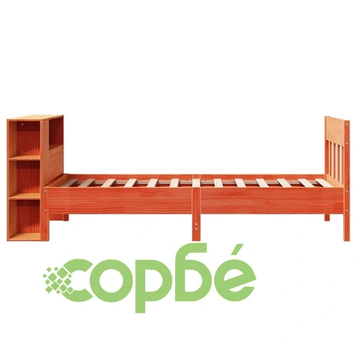 Легло от масив бор с рафтове за книги, 90x190 см, кафяво, без матрак ➤ топ цена ➤ sorbe.bg