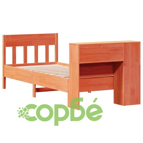 Легло от масив бор с рафтове за книги, 90x190 см, кафяво, без матрак ➤ топ цена ➤ sorbe.bg