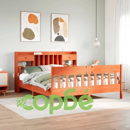 Рамка за легло от масив бор, восъчнокафява, 200x200 см, с място за съхранение ➤ топ цена ➤ sorbe.bg