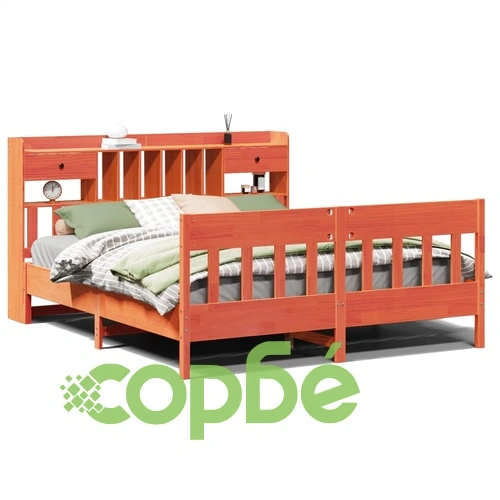 Рамка за легло от масив бор, восъчнокафява, 200x200 см, с място за съхранение ➤ топ цена ➤ sorbe.bg