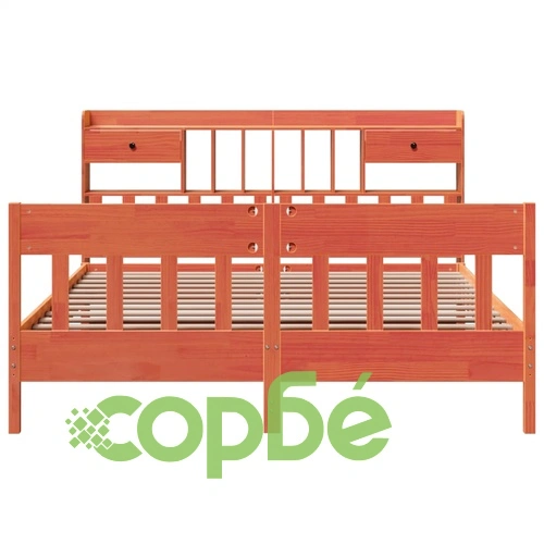 Рамка за легло от масив бор, восъчнокафява, 200x200 см, с място за съхранение ➤ топ цена ➤ sorbe.bg