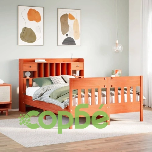 Рамка за легло от масив бор, восъчнокафяв цвят, 140x190 см, с отделения за съхранение ➤ топ цена ➤ sorbe.bg