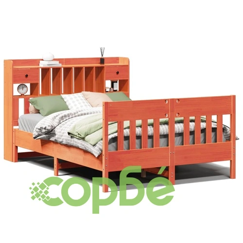 Рамка за легло от масив бор, восъчнокафяв цвят, 140x190 см, с отделения за съхранение ➤ топ цена ➤ sorbe.bg