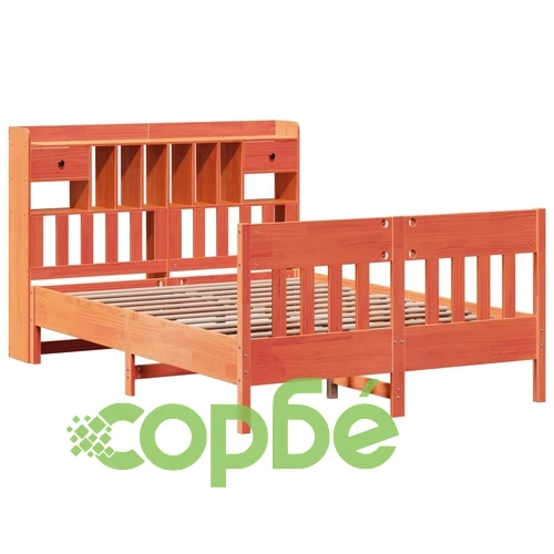 Рамка за легло от масив бор, восъчнокафяв цвят, 140x190 см, с отделения за съхранение ➤ топ цена ➤ sorbe.bg