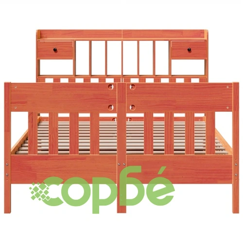 Рамка за легло от масив бор, восъчнокафяв цвят, 140x190 см, с отделения за съхранение ➤ топ цена ➤ sorbe.bg