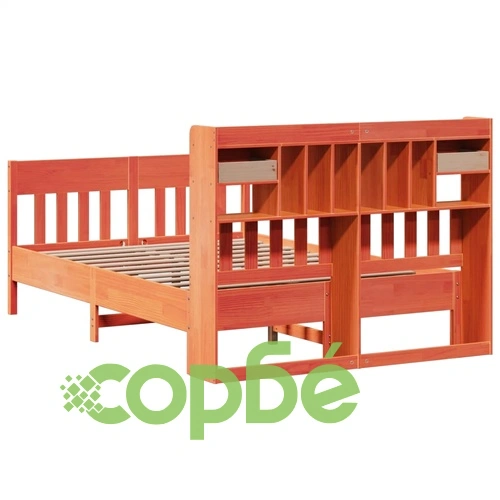 Рамка за легло от масив бор, восъчнокафяв цвят, 140x190 см, с отделения за съхранение ➤ топ цена ➤ sorbe.bg