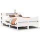 Дървена рамка за легло от бор масив, бяла, 140x190 см, с отделения за съхранение
