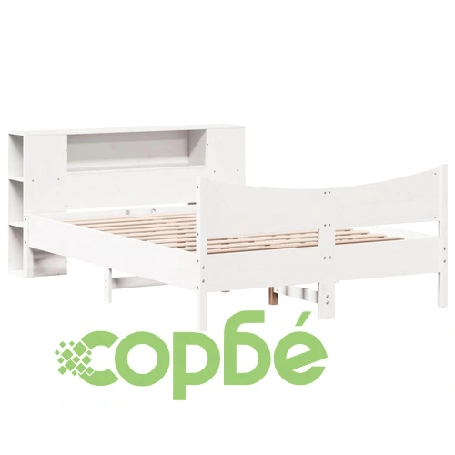 Дървена рамка за легло от бор масив, бяла, 140x190 см, с отделения за съхранение ➤ топ цена ➤ sorbe.bg