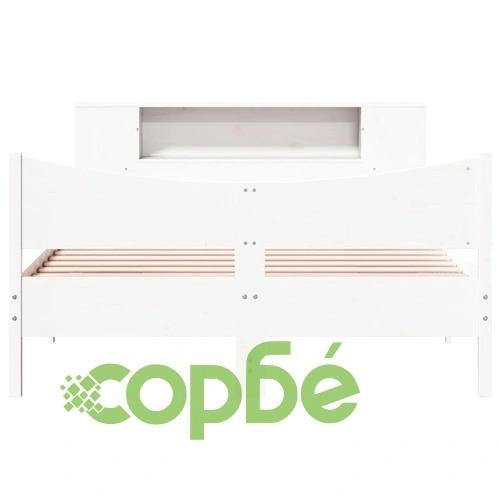 Дървена рамка за легло от бор масив, бяла, 140x190 см, с отделения за съхранение ➤ топ цена ➤ sorbe.bg