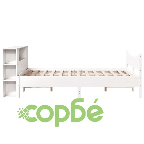 Дървена рамка за легло от бор масив, бяла, 140x190 см, с отделения за съхранение ➤ топ цена ➤ sorbe.bg