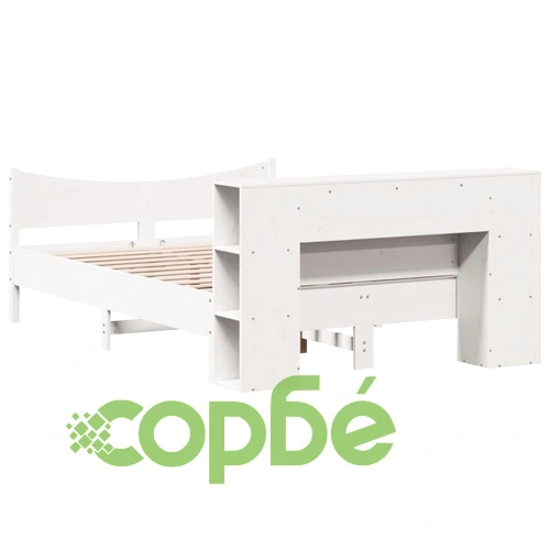 Дървена рамка за легло от бор масив, бяла, 140x190 см, с отделения за съхранение ➤ топ цена ➤ sorbe.bg