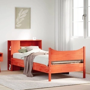 Рамка за легло от масив бор, восъчнокафява, 90x200 см, с отделения за съхранение