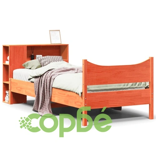 Рамка за легло от масив бор, восъчнокафява, 90x200 см, с отделения за съхранение ➤ топ цена ➤ sorbe.bg