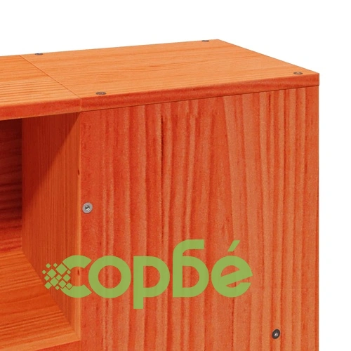 Рамка за легло от масив бор, восъчнокафява, 120x190 см, с табла и отделения за съхранение ➤ топ цена ➤ sorbe.bg