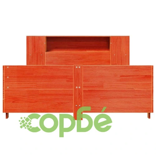 Рамка за легло от масив бор, восъчнокафява, 120x190 см, с табла и отделения за съхранение ➤ топ цена ➤ sorbe.bg