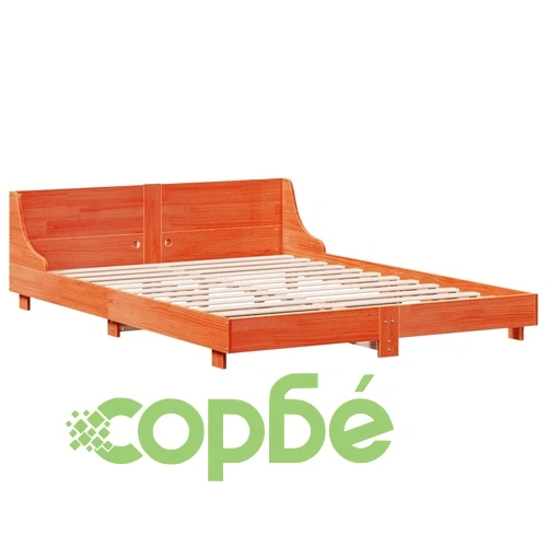 Рамка за легло от масив бор, восъчнокафява, 120x190 см, с табла и отделения за съхранение ➤ топ цена ➤ sorbe.bg
