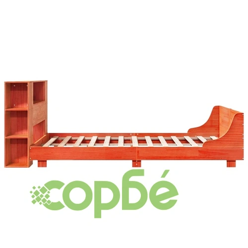 Рамка за легло от масив бор, восъчнокафява, 120x190 см, с табла и отделения за съхранение ➤ топ цена ➤ sorbe.bg