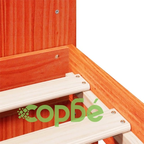 Рамка за легло от масив бор, восъчнокафява, 120x190 см, с табла и отделения за съхранение ➤ топ цена ➤ sorbe.bg