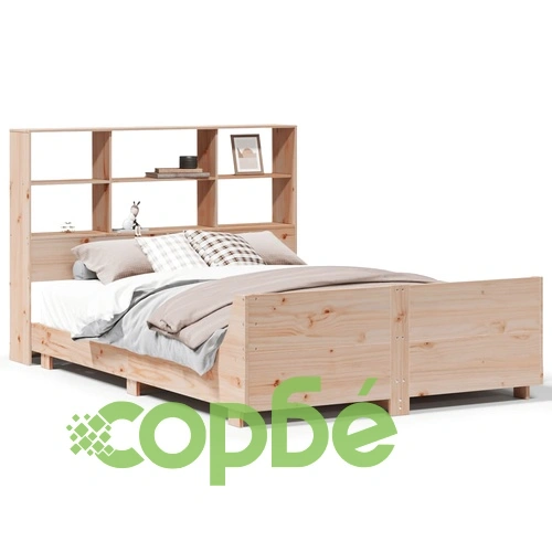 Рамка за легло от масивна чамова дървесина, 160x200 см, с табла и отделения за съхранение ➤ топ цена ➤ sorbe.bg