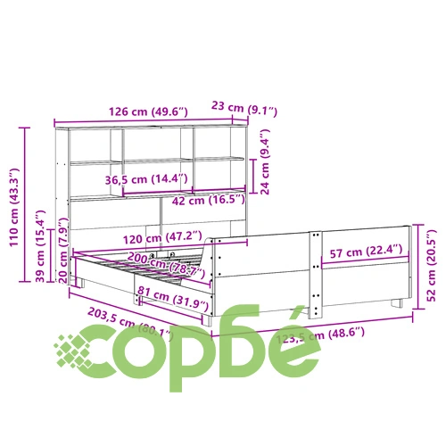 Рамка за легло от масивна чамова дървесина 120x200 см с отделения за съхранение ➤ топ цена ➤ sorbe.bg
