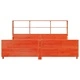 Дървено легло от масив бор с етажерка за книги, 180x200 см, восъчнокафяв цвят