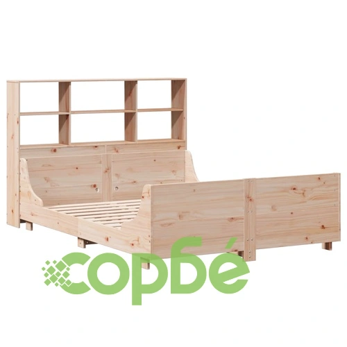 Легло от масивна борова дървесина с етажерка за книги, 120x200 см, без матрак ➤ топ цена ➤ sorbe.bg