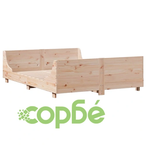 Легло от масивна борова дървесина с етажерка за книги, 120x200 см, без матрак ➤ топ цена ➤ sorbe.bg