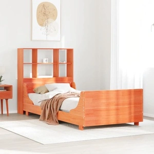 Легло с етажерка за книги, без матрак, 90x200 см, дърво масив