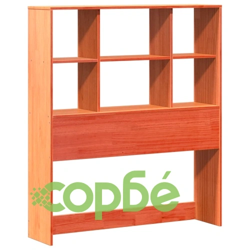 Единично легло от масивна борова дървесина с етажерка за книги, 75x190 см, восъчнокафяво ➤ топ цена ➤ sorbe.bg