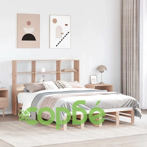 Дървено легло с етажерка за книги от масивна бор, 140x190 см, без матрак ➤ топ цена ➤ sorbe.bg