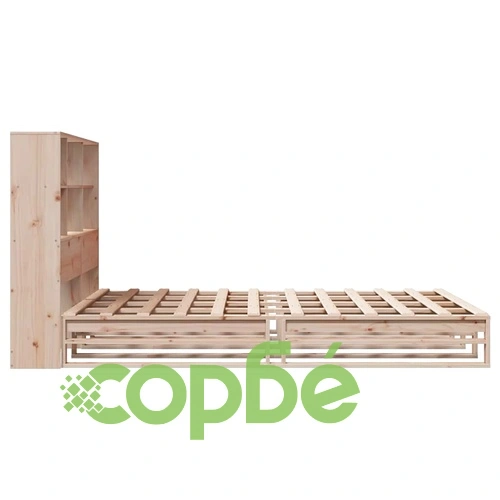 Дървено легло с етажерка за книги от масивна бор, 140x190 см, без матрак ➤ топ цена ➤ sorbe.bg