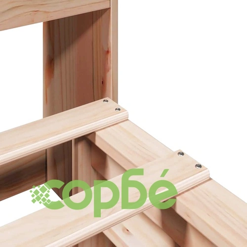 Дървено легло с етажерка за книги от масивна бор, 140x190 см, без матрак ➤ топ цена ➤ sorbe.bg