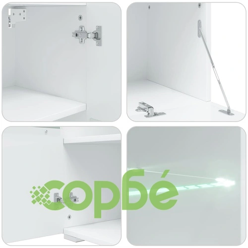 Комплект от 5 ТВ шкафа с LED осветление - Мат бяло инженерно дърво ➤ топ цена ➤ sorbe.bg