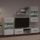 Комплект от 5 ТВ шкафа с LED осветление - Мат бяло инженерно дърво