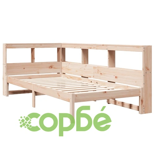Легло с рафтове за книги 90x200 см, бор масив, без матрак ➤ топ цена ➤ sorbe.bg