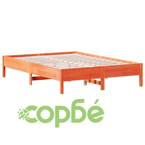 Легло с етажерка за книги от масив бор, 135x190 см, восъчнокафяво ➤ топ цена ➤ sorbe.bg