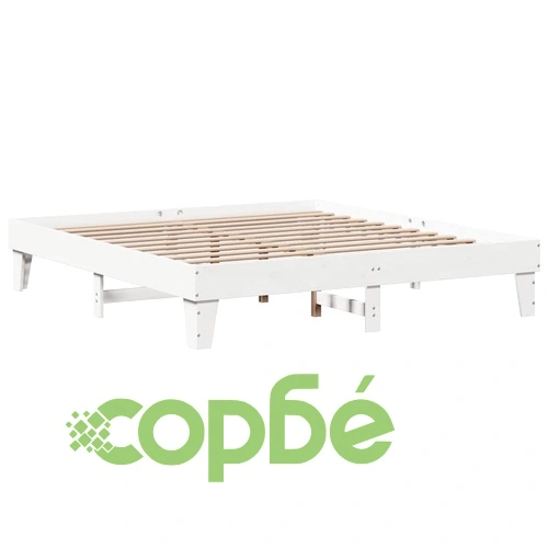 Легло от масив бор с етажерка за книги, 180x200 см, бяло, без матрак ➤ топ цена ➤ sorbe.bg